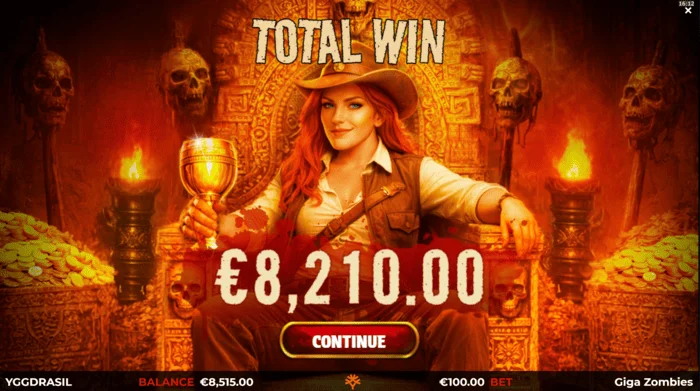 Giga Zombies - total vinst för sessionen